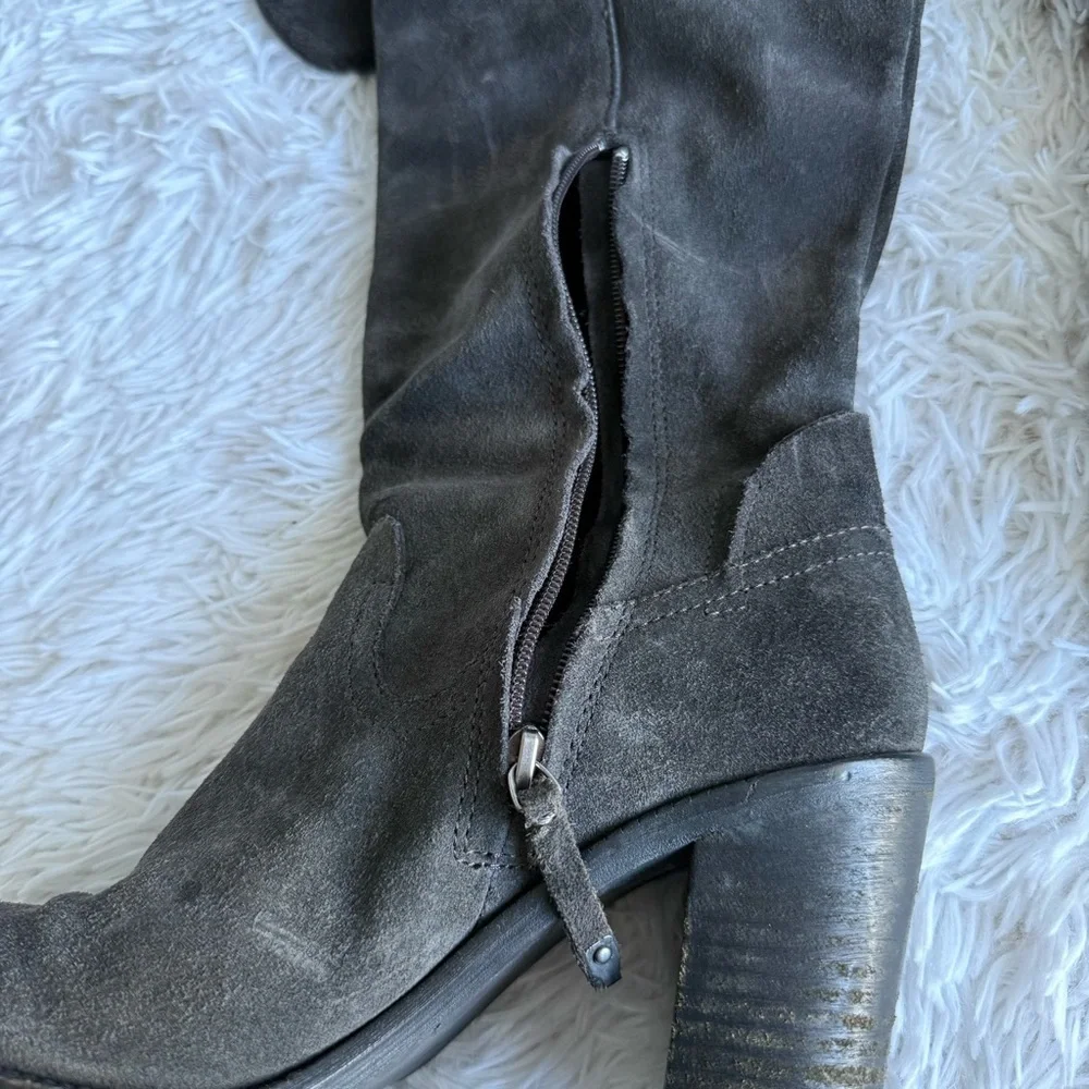 Dolce Vita Gray Suede Over the Knee Boots with Stacked Heel Size 7.5